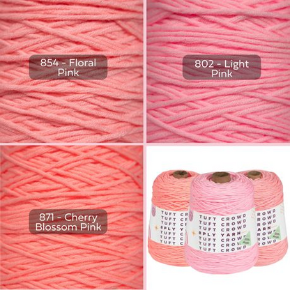 Pink Yarn, 8-ply Tufting Yarn, Yarn Fiber, 100% Acrylic Yarn (3x400g)