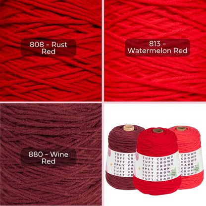 Dark Red Yarn, 8-ply Tufting Yarn, Yarn Fiber, 100% Acrylic Yarn (3x400g)