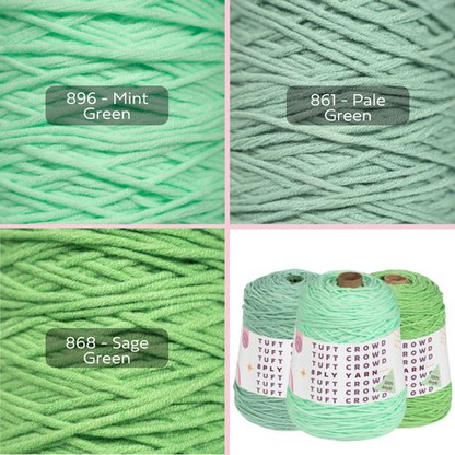 Light Green Yarn, 8-ply Tufting Yarn (3 x 400g) ,Knitting Yarn