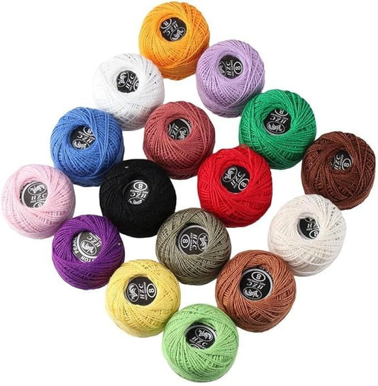 16 Colourful Cotton Embroidery Thread Balls for Sewing Cross Stitch Crafts