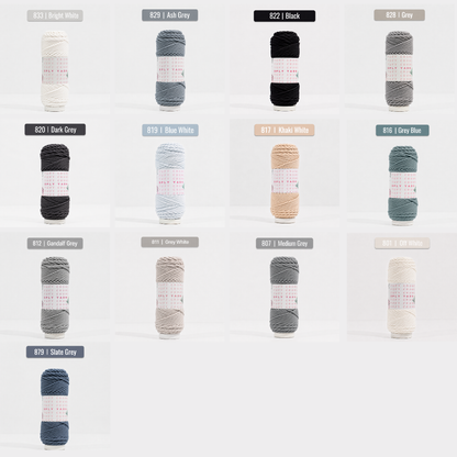 8-Ply Yarn 100g Monochrome Magic Collection (White / Grey / Black)